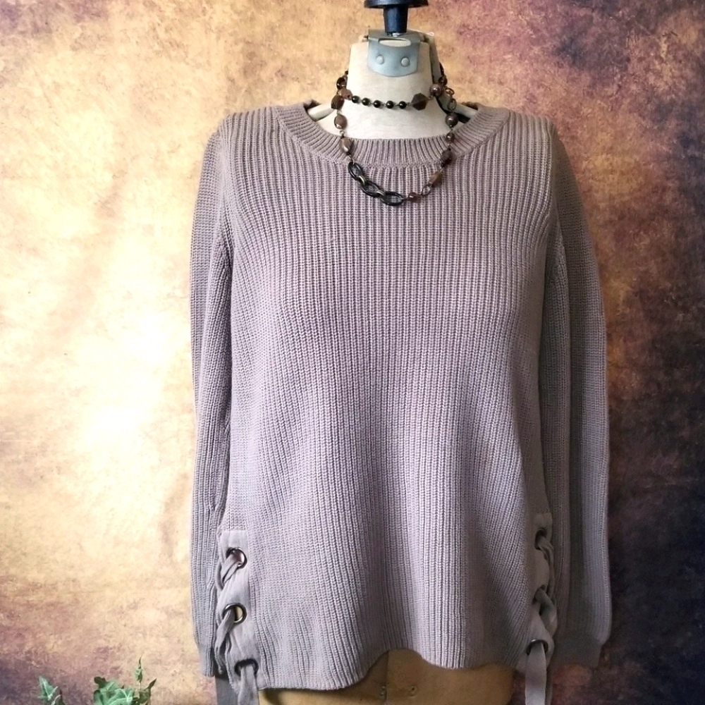 Tribal | Dusty Olive Side Lace Sweater